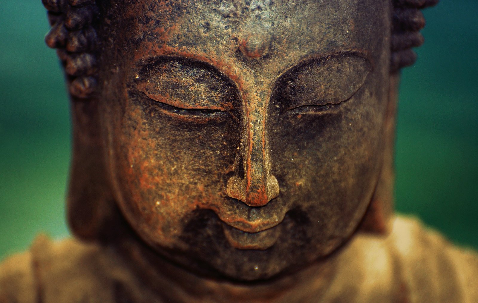 Detail of bronze Buddha face